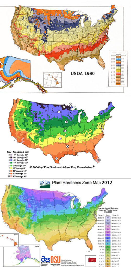 USDA Plant hardiness zone maps